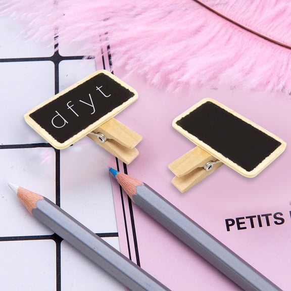 opvise 50Pcs Mini Chalkboard Signs Wooden Clip Reserved Table Signs Cute Mini Message Board for Memo Note Taking 50pcs