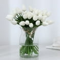 thumbnail image 1 of opvise 5Pcs/Set Fake Flower Decor Simulated Easy to Care Faux Leather Long Stem Soft Artificial Tulip Wedding Supplies White, 1 of 8