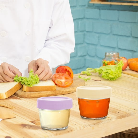 opvise 6Pcs Glass Food Storage Containers with Lids 120ML Leak Proof Airtight BPA Free Reusable Measurement Lines Food Jars for Food Prep Snacks Purees 6pcs