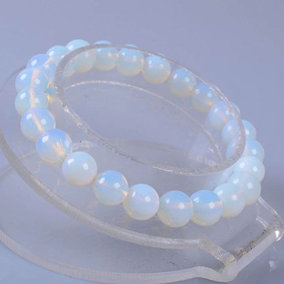 opvise 8mm Round Stone Beads Stretchable Bracelet Bangle Jewelry Lady Gift