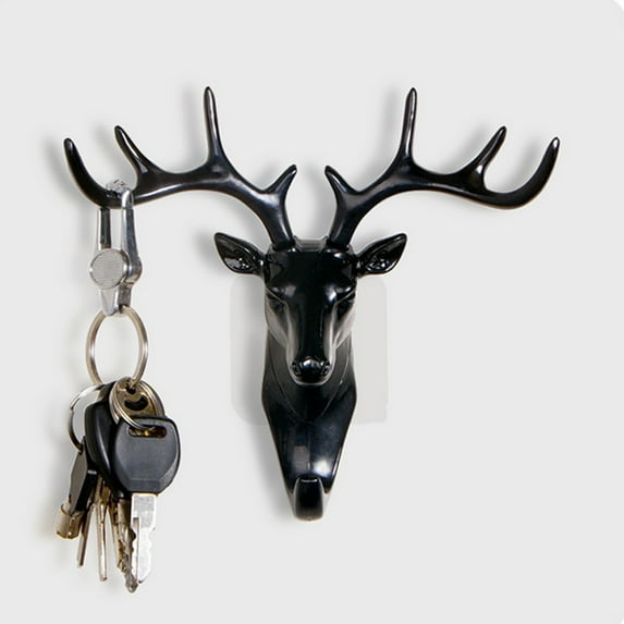 opvise Antler Hook Deer Head Key Holder Hanger Living Room Wall Decorative Ornament White