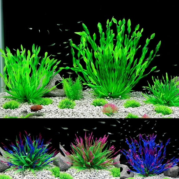 opvise Aquarium Plant Realistic Appearance Hideout Decor Plastic Artificial Seaweed Fish Tank Decoration Green