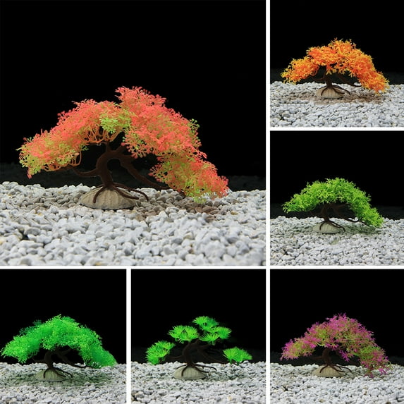 opvise Artificial Aquatic Plant Realistic Non-fading Fish Tank Landscaping Simulation Plant Tank Supply Wine Red