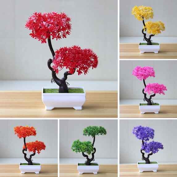 opvise Artificial Plant Lifelike Maintenance Free Plastic Fake Bonsai Tree Potted Ornament Home Hotel Garden Decor Gift 3#