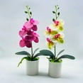 thumbnail image 1 of opvise Artificial Plant No-watering Realistic Weather-resistant Outdoor Indoor Potted Fake Orchid Flower for Mothers Day Orange, 1 of 8