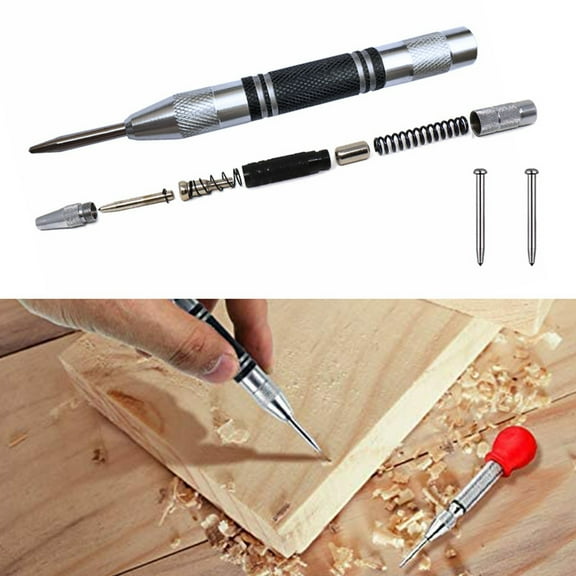opvise Automatic Center Punch Precise Positioning Multipurpose Stainless Steel Positioning Spring Center Punch for Metal Wood Window Plastic S