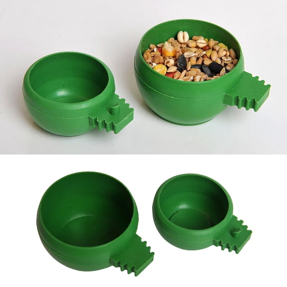 opvise Bird Bowl Round Innoxious Plastic Practical Bird Feeder for Parrot Green