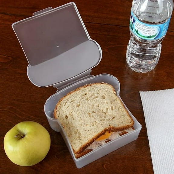 opvise Bread Box Microwaveable Transparent Toast Shape Visible Portable Sandwich Hamburger Storage Case for Kitchen Red