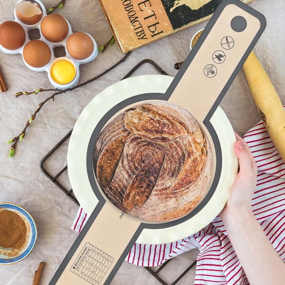 opvise Bread Mat Non-Stick Silicone Bread Sling with Long Handle Durable Heat-resistant Dutch Oven Liner for Home Kitchen Ellipse