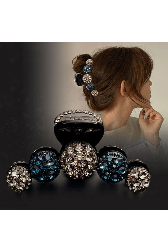 Bright Color Crossing Teeth Hair Claw Shining Rhinestone Big Hair Clip Styling Tool Blue
