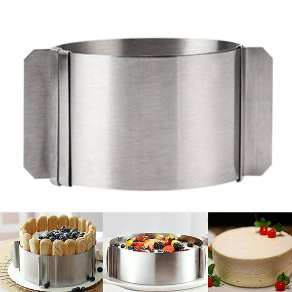 opvise Cake Mold Fingerprint-proof Reusable Food Grade Stainless Steel Adjustable Mousse Ring Kitchen Tools Stainless Steel
