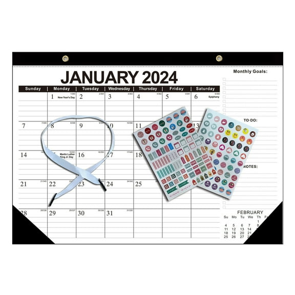 opvise Calendar 2024-2025 Multifunctional English Calendar Beautiful Durable 365 Day Countdown Desktop Calendar Black B