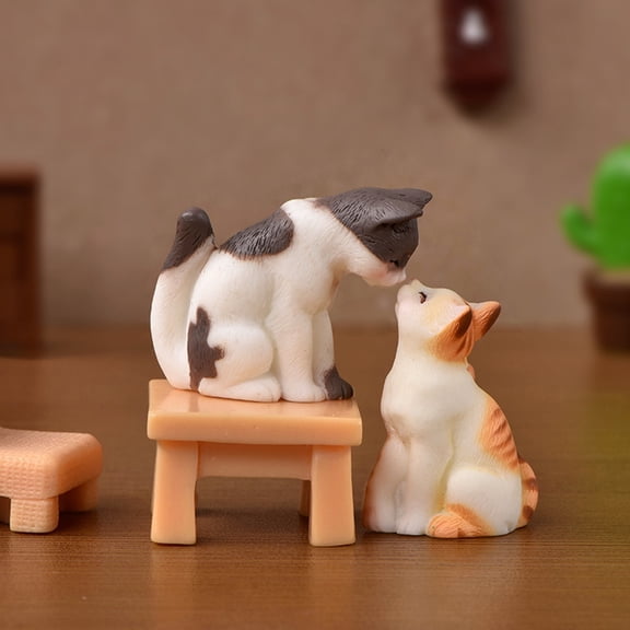 opvise Cat Ornament Animal Image Exquisite Workmanship Realistic Mini Cat Crafts Miniatures Figurines 1