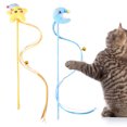 thumbnail image 1 of opvise Cat Teaser Toy Creative Scratch-resistant Crisp Bell Pet Cat Kitten Plush Moon Tassels Teaser Stick Toy Yellow, 1 of 8