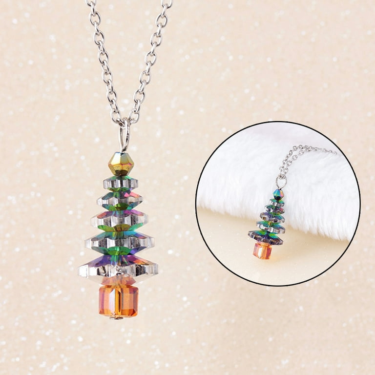 opvise Christmas Tree Fake Crystal Pendant Fashion Women Jewelry