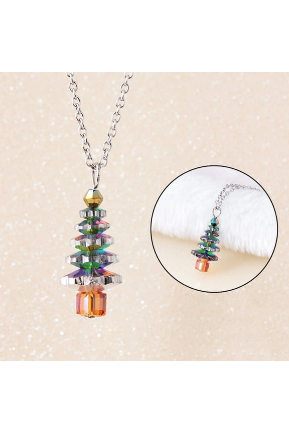 Christmas Tree Fake Crystal Pendant Fashion Women Jewelry Gift Chain Necklace Silver