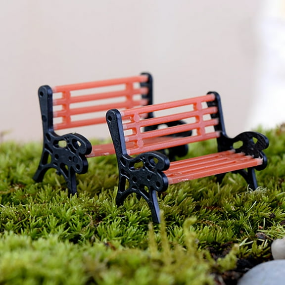 opvise Creative Mini Park Bench Model Miniature Landscape Garden Decorative Ornament L