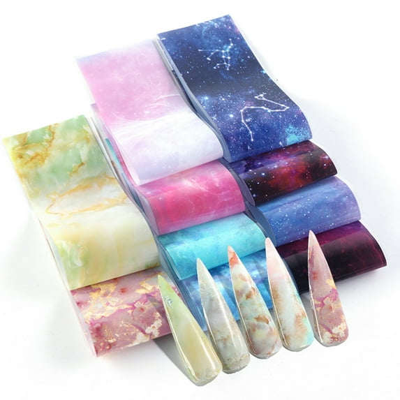 opvise DIY Star Night Sky Adhesive Nail Art Sticker Transfer Paper Decal Manicure Decor