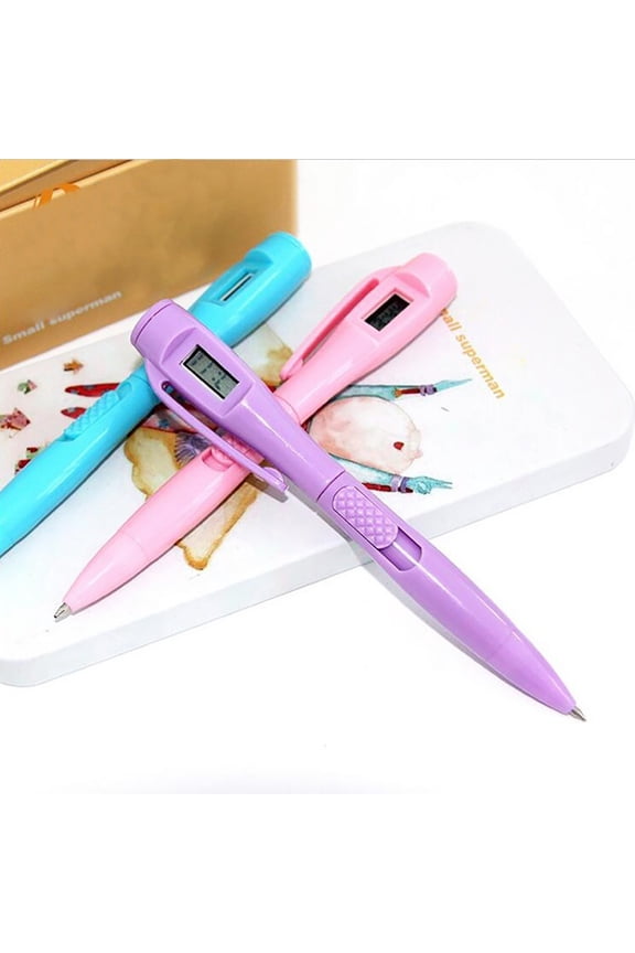 Digital Watch Pen Lightweight Clip Design Plastic Electronic Digital Watch Pen for Writing Purple