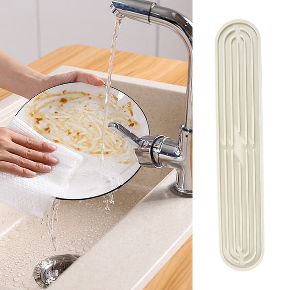 opvise Drain Mat Flexible Silicone Sink Drain Pad Anti-Slip Silicone Countertop Protection Mat for Home Kitchen White
