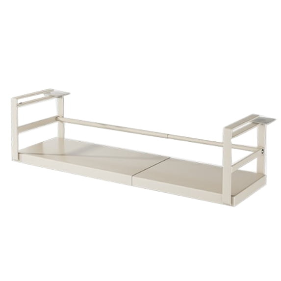 opvise No Drilling Storage Rack Easy Install Hanging Shelf Expandable under Shelf Storage Rack Stainless Carbon Steel Kitchen Pantry Countertop Spice Holder White