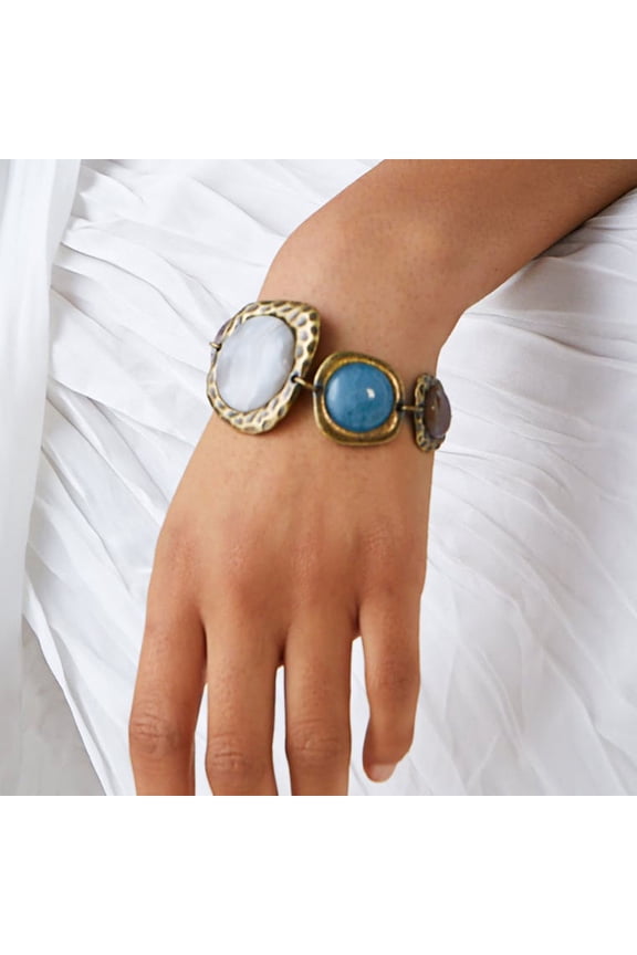 Easy-hook Clasp Alloy Link Chain Retro Bracelet Exaggerated Irregular Stone Women Bracelet Hand Decor