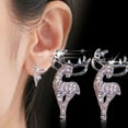 thumbnail image 1 of opvise Fashion Women Rhinestone Elk Silver Plated Ear Stud Earrings Jewelry Xmas Gift Silver, 1 of 7