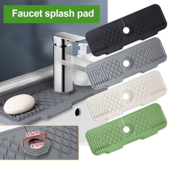 opvise Faucet Splash Pad Foldable Splash-resistant Slope Easy Drainage Prevent Spill Splash Guard Kitchen Bathroom Faucet Drip Catcher Tray Faucet Drain Pad Grey