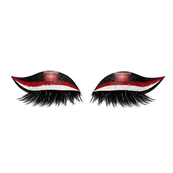 opvise Festival Eye Makeup 1 Pair Flag False Eyelashes Self Adhesive Glitter Lashes for Italian Mexico Style Eye-catching Party Festival Makeup for Game