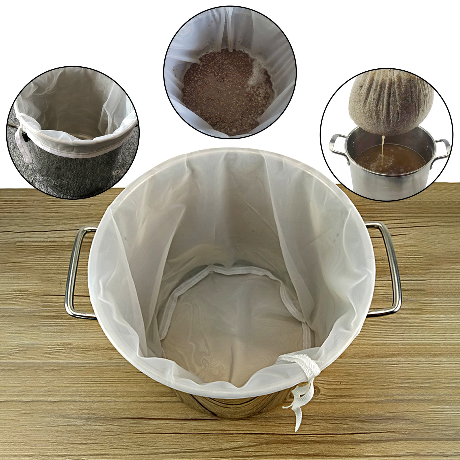 Drawstring Net Filter Opvise Filter Bag, Fine Mesh Fabric, Reusable, Food Grade, Drawstring ...