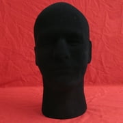 opvise Foam Flocking Black Mold Mannequin Model Head Wig Display Stand for Home Black