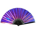 thumbnail image 1 of opvise Folding Fan 13 Ribs Burr Free Brilliant Color Transparent 13 Inch Large Shining Rave Hand Fan, 1 of 4
