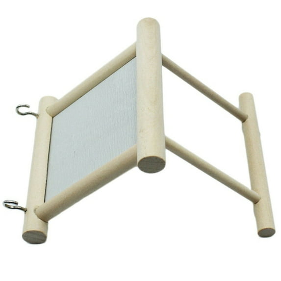 opvise Funny Wooden Bird Toy Mirror Stand Platform Toys for Parrots Cockatiel Vogel