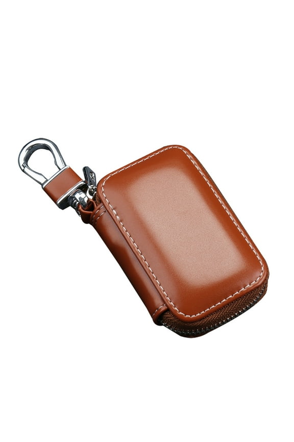 Genuine Leather Car Key Fob Case Cover Keychain Zipper Bag Protector
