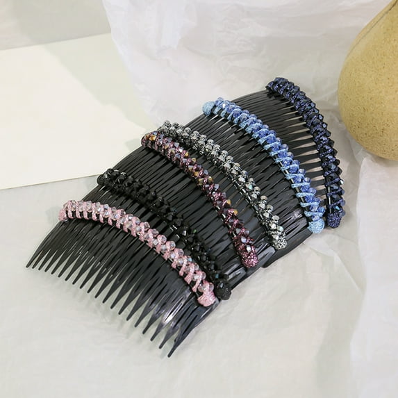opvise Hair Comb Clip Easy to Wear Shiny Non-slip Cushion Hair Princess Styling Headdress Hair Accessories Blue