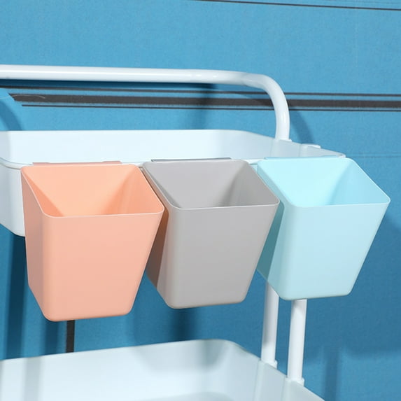 opvise Hanging Basket Hook Design Easy Hanging Large Capacity Moisture-proof Wide Mouth Storage Plastic Space Saving Storage Bucket for Bedroom White