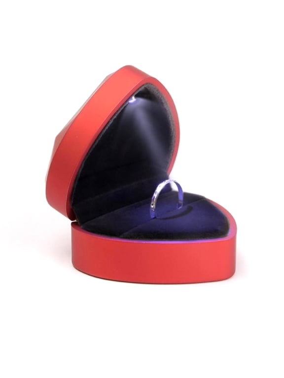 Heart Shape LED Light Ring Holder Box Proposal Wedding Band Display Storage Case
