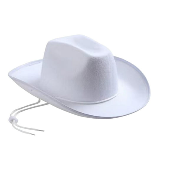 opvise Hemming Wide Brim Solid Color Adjustable Windproof Rope Bowler Hat Western Cowgirl Jazz Sun Hat White