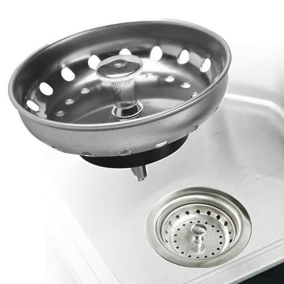 opvise Household Kitchen Bathroom Laundry Lavatory Sink Stopper Filter Plug Strainer Silver