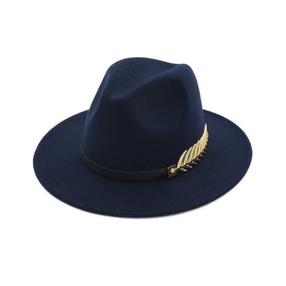 opvise Jazz Hat Unisex Comfortable Breathable Big Brim Leaf Belt Decor British Style Royal Derby Hat Camel