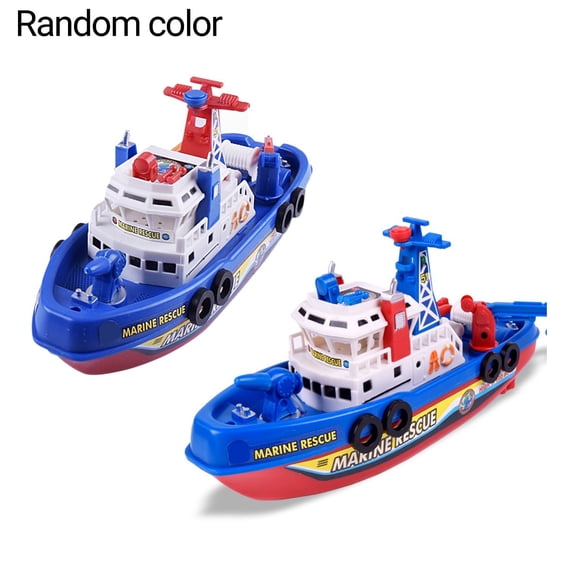 opvise Kids Music Light Water Spray Electric Marine Rescue Fire Boat Model Education Toy