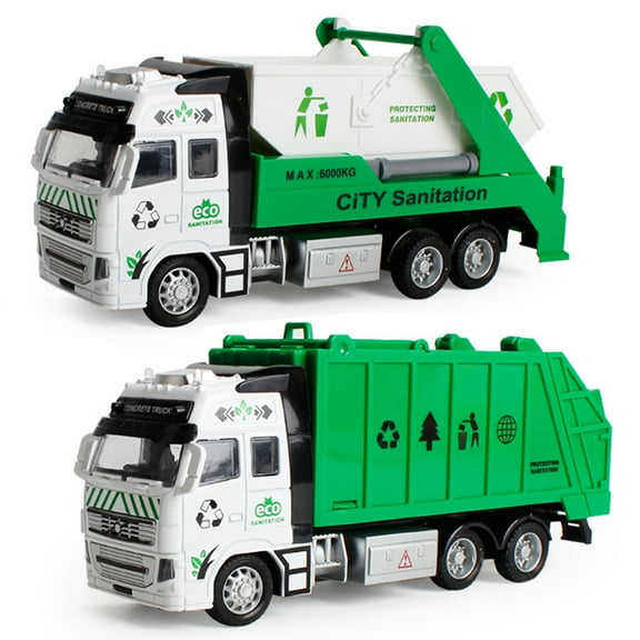 opvise Kids Toy Car Pull Back Alloy Vehicle Model Engineering Garbage Sanitation Truck B