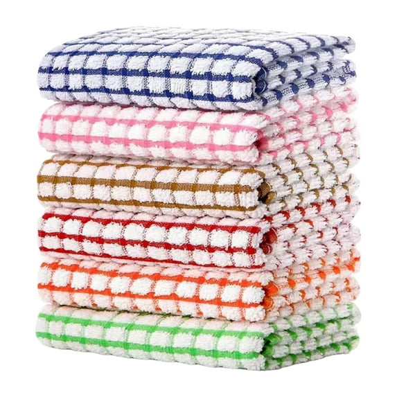 opvise Kitchen Wipes Sure Here's A Product Title for Listing Plaid Print Thickened Kitchen Towel Set Absorbent Cotton Towels for Dishes Furniture More, 6 x Cleaning Towels