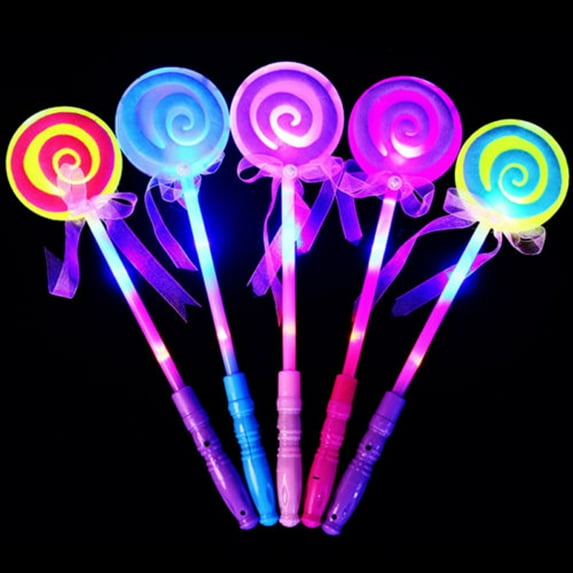 opvise LED Light up Flashing Fairy Magic Wand Princess Lollipop Stick Girl Xmas Gift Random