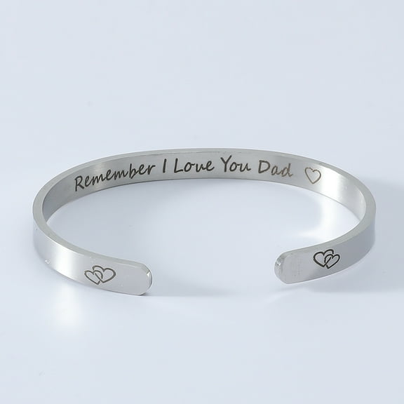 opvise LOVE YOU DAD Letter Women Cuff Stainless Steel Bangle Bracelet Jewelry Accessory