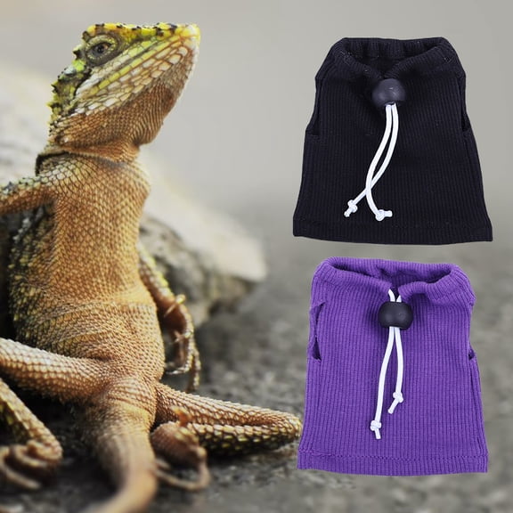 opvise Lizard Clothing Sleeveless Breathable Buckle Adjustment Dress Up Lizard T-Shirt Vest Top Pet Clothes Black