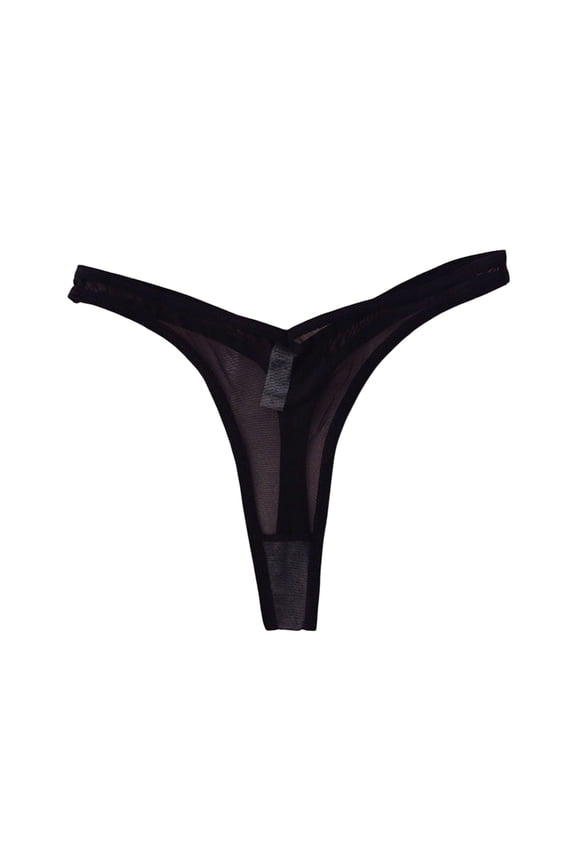 Low Rise Cotton Crotch Ultra-thin Elastic Women Thong See-through Mesh Briefs Pink M