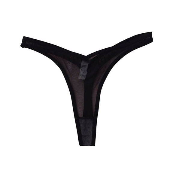 opvise Low Rise Cotton Crotch Ultra-thin Elastic Women Thong See-through Mesh Briefs White M