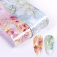 thumbnail image 1 of opvise Marble Stained Starry Nail Art Sticker Pink Blue Foil Manicure Transfer Decals, 1 of 7