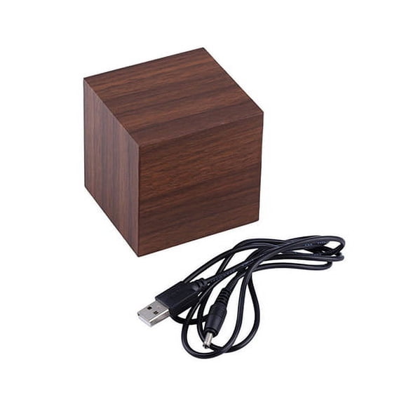 opvise Modern Wooden Cube Digital LED Thermometer Timer Calendar Desk Alarm Clock